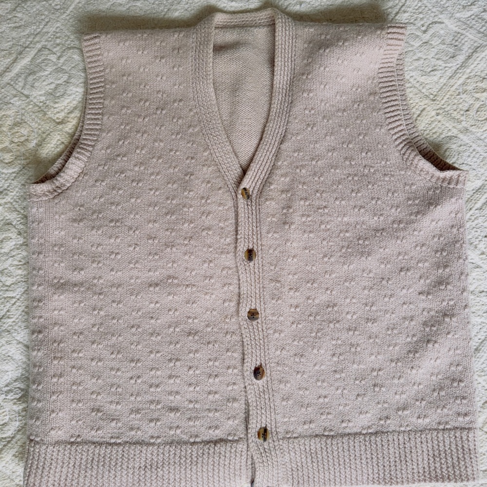 Cream V-Neck Sweater with Textured Knit